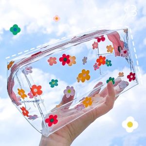 MMLUCK Văn phòng phẩm Đồ dùng học tập Không thấm nước Công suất lớn Trong suốt Túi xách phụ nữ Hộp bút chì Túi bút chì Túi mỹ phẩm Túi trang điểm