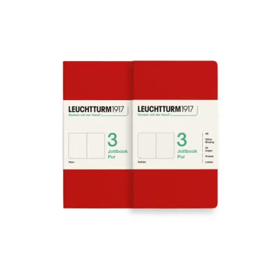Leuchtturm1917 A6 Pocket Jottbook Pur Dotted & Plain - Lilac/Dusty Rose/Cherry/Sunflower/Forest Green/Mint Green/Indigo/Black