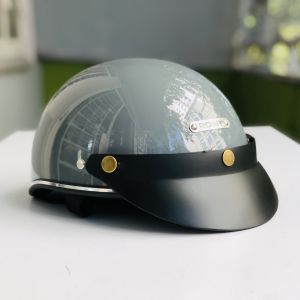 Mũ bảo hiểm xe máy viền bạc kính chắn gió đen mũ bảo hiểm nửa đầu dành cho nam và nữ cỡ freesize - Mũ bảo hiểm