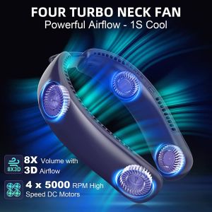 ZUZG Quạt Đeo Cổ Có Thể Gập Lại Bốn Cánh Phiên Bản Mới 2022 Quạt Đeo Cổ Không Cánh Quạt Cầm Tay Gió Siêu Mạnh Bốn Cánh Nâng Cấp Cho Thể Thao Ngoài Trời Gia Đình Văn Phòng Du Lịch