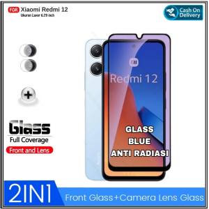Tempered Glass Full 2IN 1 Anti  Blue Light For Redmi 12 9C Anti Radiasi UV Blue Ray + Camera