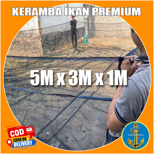JKM531- Keramba Ikan Premium Waring jaring RK / waring kasa hijau siap pakai ukuran 5x3x1