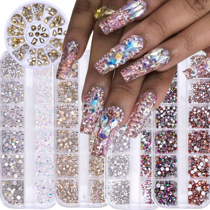Amazon.com: 3D Nail Art Decorations, Gold Silver Nail Metal Chain Pearl  Studs Resin Flowers Nail Glitter Sequins, Nail Shiny Accessories Design  Acrylic Supplies for Women Manicure Art, Floral Rhinestone Crafts : Beauty