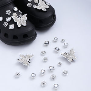 26 Cái/bộ Crocs Jibbitz Charms Khóa Giày Pha Lê Tự Làm Trang Trí Kim Cương Dây Chuyền Hợp Kim Đá Quý Bướm Giày Hoa Cho Crocs