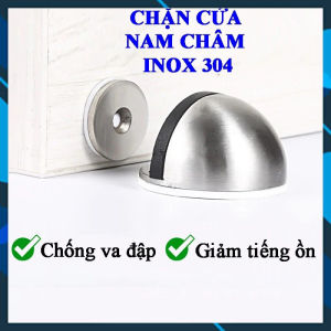 Chặn Cửa Bán Nguyệt - Chặn Giữ Cửa Nam Châm Chống Va Đập Hít Cửa Inox 304 Không Cần Khoan Kèm Keo 3M Dán Sàn Và Vít