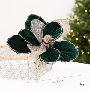 MUSCLEX 22cm Hoa Giáng Sinh nhân tạo Ba Lớp Quà Giáng Sinh Đồ trang trí cây thông Noel Thực tế Trang trí nhà cửa Hoa trang trí Giáng sinh Giáng sinh