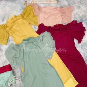 Áo dài cách tân tay loe - Chaang May sẵn áo dài 4 tà dáng lửng kiểu áo dài cánh tiên ADC668