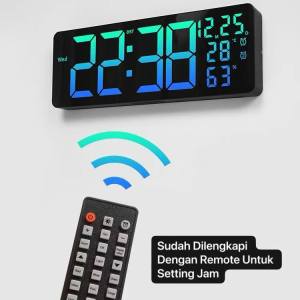 JD-6669 Jam Dinding Digital Lampu Tidur LED RGB Warna Warni Timer & Hitung Mundur Suhu & Humidity