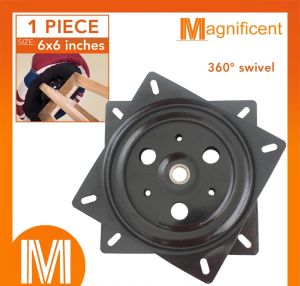 8 x 8 Lazy Susan Square Steel Rotating Swivel Turntable Plate Bar Stool (Black)