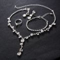 Luxurious Rhinestone Necklace Earrings Set For Women Geometric Tassel Crystal Weddings Banquet Jewelry Sets. 