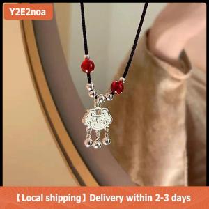 【Local shipping】 Chinese Style Fashion Retro Braided Rope Necklace Butterfly Flower Moon Safety Lock Pendant Necklace For Women Vintage Jewelry