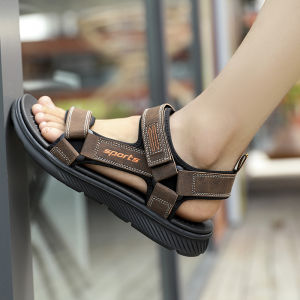 Mens Sandals Casual Leather Sandals Beach Shoes EVA Sole Velcro Keen Outdoor Sports Sandals