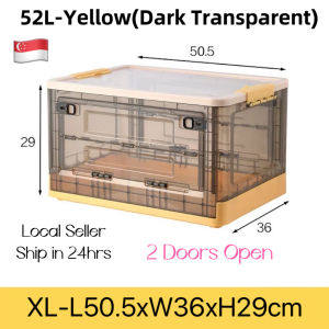 🇸🇬City Diary🔥Foldable box foldable organizer storage box stackable organizer 143L thicken wheels save space lock box larger stackable box sturdy transparent box