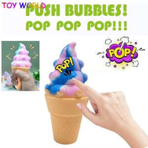 Rainbow Silicone Bubble Ball ice cream Pop It Fidget Toy with Simple Dimple Decompression Toy Irritability Relief Squeeze Mini Ball Toy Autism Diversion Relaxation Toy