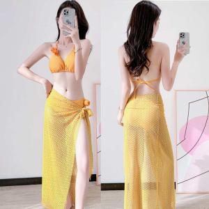 Hot Girl Bikini 3-Piece Set Beach Vacation Hot Spring Swimsuit Separate Strapless Photo Swimmer Women