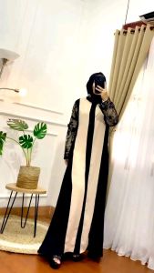 gamis semi abaya dress motif modern terbaru kekinian brukat premium by 27gadih edisi amna