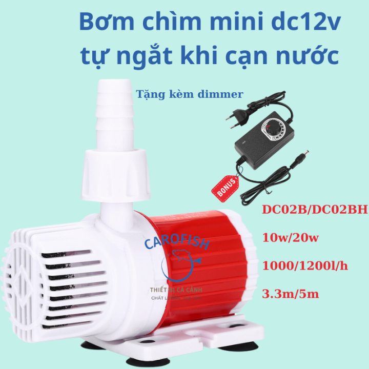 Bơm bể cá 12v kèm nguồn dimmer, bơm chìm không chổi than, êm, mạnh tự ...