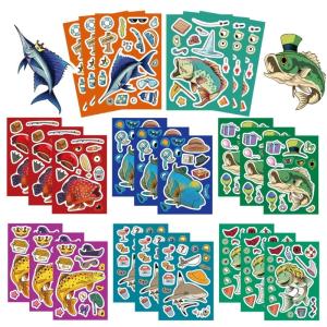 Fishing Theme Vinyls Stickers 24PCS NonToxic Waterproof Adhesive Decals For Tablets Laptop Multiple Surfaces Design