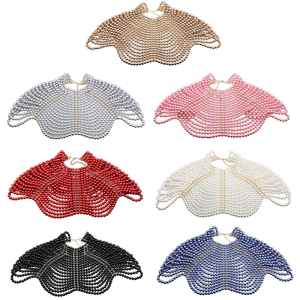 Exquisited Chest Chain Imitation Pearls Tassels Layered Necklace Shawl Beaded Body for Elegant Evening Parties