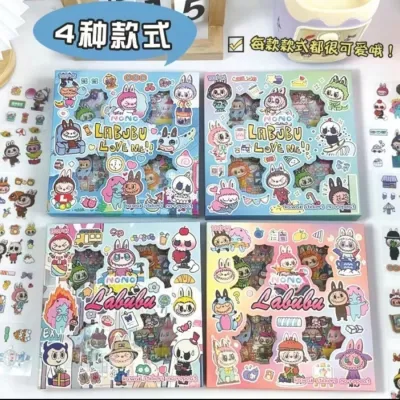STICKER LABUBU ISI 100 PCS / BOX DEKORASI GELAS BUKU WATERFOORD ANTI A - STICKER LABUBU