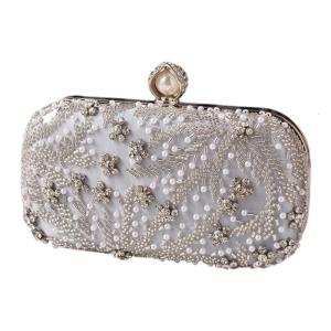 Elegant Beaded Embroidery Evening Purse With Sparkling Rhinestones Lightweight Shoulder Bag For Weddings Parties