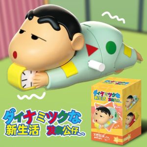 Kebidumei 4PCS Crayon Dynamic New Life Series Doll Anime Cute Trendy Clockwork Doll Playable Action Figure Desktop Friends Blind Box Birthday Gift