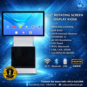55" Floor Standing Rotating Digital Signage Smart Display Kiosk – 4K UHD | Non-Touchscreen