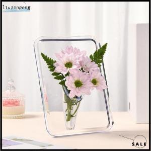 [liujinpeng] Acrylic Photo Frame Vase Modern Hydroponic Flower Vase Desktop Plant Holder Ornament Home Gift Wedding Table Center Decor