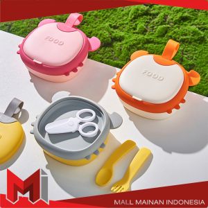 MallMainan-C902 Kotak Makan Anak Bentuk Crab Set Sendok Garpu Gunting Kids Lunch Box / Rantang Makan