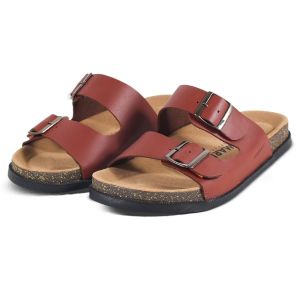 Marley Otis 02 - Sandal Slop Kulit Sandal kulit Puyuh Santai pria wanita Jalan Jalan Lebaran Casual Warna Coklat