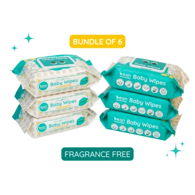 [Bundle of 6] bean Baby Wipes Fragrance Free 6 x 100 sheets