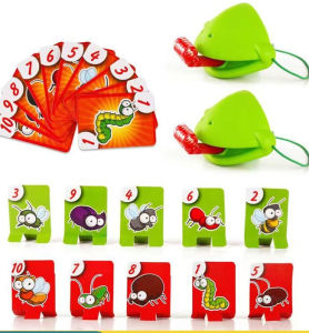 Frog Tongue-Sticking Toy Lizard Mask Frog Playing Card Two-player Card Game Desktop Interactive Toys