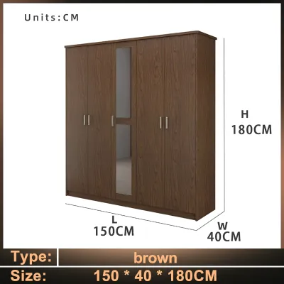 Wardrobe with mirror lockable wardrobe wooden multifunctional wardrobe bedroom storage cabinet