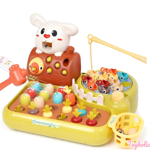 Đồ chơi kỷ năng  4 in 1 nông trại đập chuột câu cá nhổ cà rốt bắt sâu  cho thú ăn âm nhạc cho bé bộ quà tặng bé toy