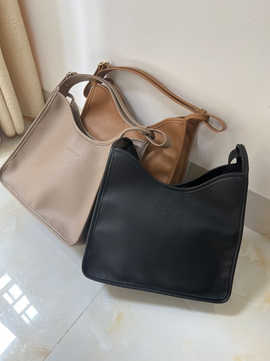 Original Longchamp Women's Leather Bag Crossbody Bag Black Large