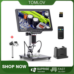 TOMLOV DM202 Max Digital Microscope 32GB 1300x HDMI LCD Microscope with Screen Bottom Transmitted Light 25MP Soldering Video Microscope View Entire CoinPC/TV Compatible