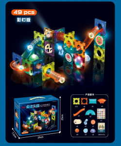 Magnetic Building Blocks Toy Light Version 3D Tube Tiles Marble Run Tunnel Children Kids Gift | Mainan Blok Lampu