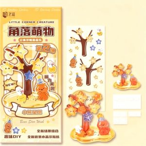 K0Y9VB4G Funny 3D Crystal Stackable Stickers Multifunctional Reusable DIY Decals Universal Bear Rabbit Cartoon Embossed Decals Kids Crafts