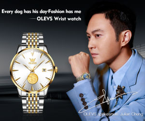 OLEVS gold watch for men original japan automatic movement waterproof brilliant stainless steel pixiu dial lumious design mechanical watch