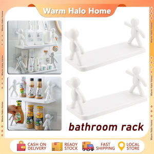 Wall Hanging Bathroom Human Hook Rack Wall Mounted Kitchen Free Punch Organizer Storage Plastic Organizer Shelf Toilet Adhesive Wall Plastic Organizer Bathroom Shelving