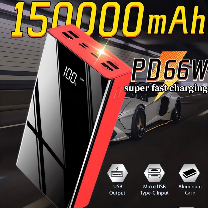 Power Bank Original 150000mah Powerbank Fast Charging Pd 66w With 4 Output 3 Inputled Light Use 4859