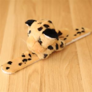 GENENIC Jungle Animal Stuffed Animal Wristband Clap Circle Panda Tiger Cartoon Slap Bracelet Gift Toy Rabbit Bunny Party Supplies