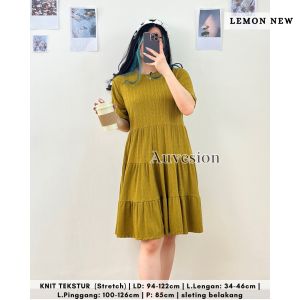 4254 airine flowy knit midi dress polos dress wanita casual dress natal rib knit bumil friendly