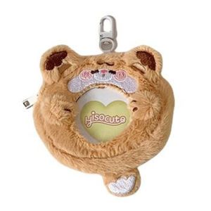 FDGFGG Cute Animal Mini Badge Holder Bag Cartoon Plush Badge Ita Bag Portable Clear Window Photo Storage Bag for  Bluetooth Headset