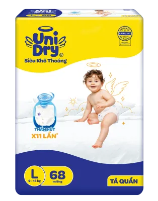 Tã quần UniDry Siêu khô thoáng gói Super Jumbo mới size M76/L68/XL60/XXL54