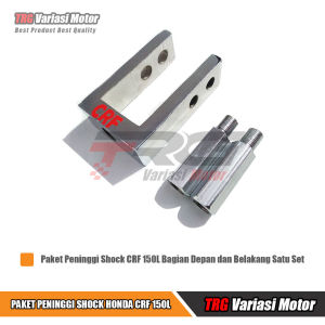 Peninggi Shock Depan CRF dan Peninggi Shock Belakang CRF Satu Paket TRG Bahan Besi Berkualitas Varian Warna Silver Chrome