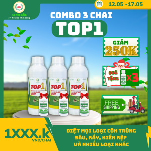 (Combo 3 chai Top1)-(Tặng 3Domino)-Kinh Bắc-Thuốc. trừ sâu phổ rộng thuốc mát quản lí được nhiều loại côn trùng sâu rầy rệp kiến nhện đỏ và nhiều loại khác. Thuốc mát an toàn trên vườn cây