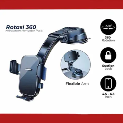 Holder HP Ponsel Mobil Universal dengan Sucker Dashboard Mount 360° Rotasi dengan Cangkir Hisap Stabil & Mudah Digunakan – Cocok untuk Semua Ponsel