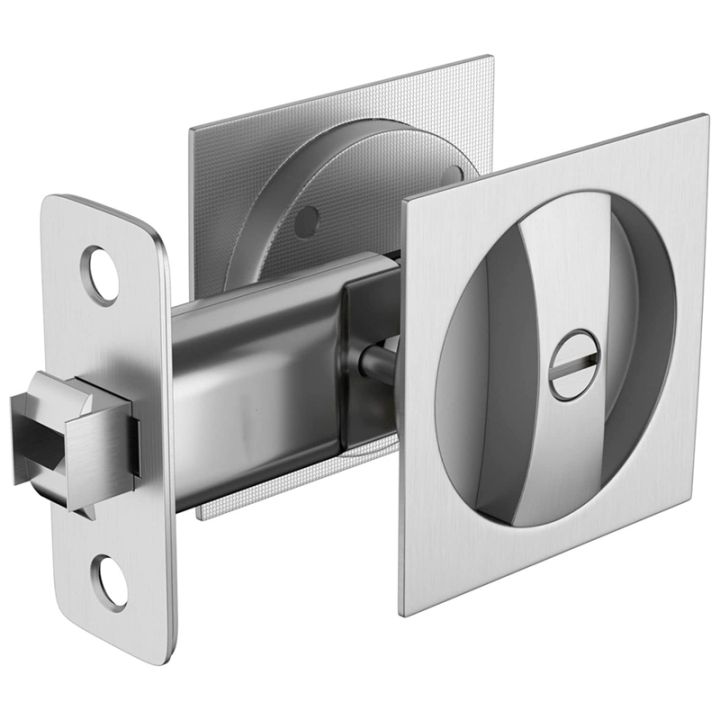 Metal Door Lock Satin Nickel Contemporary Privacy Square Pocket Door
