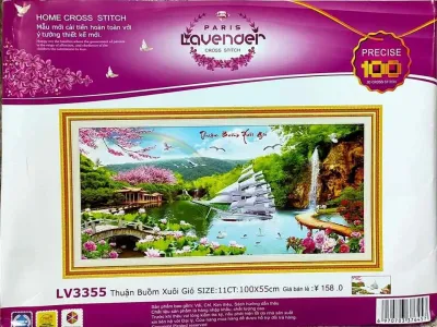 [HCM]Tranh thêu chữ thập thuận buồm xuôi gió LV3355 - kích thước 100 * 55 cm